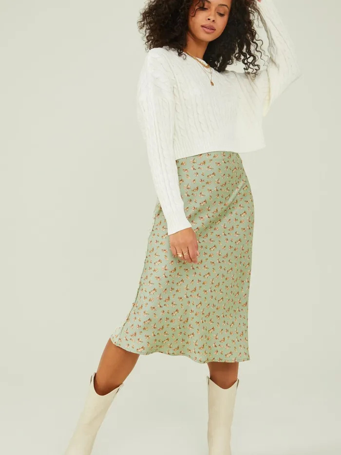 Women Altar039d State Sweaters Charlie Cropped Sweater Ivory