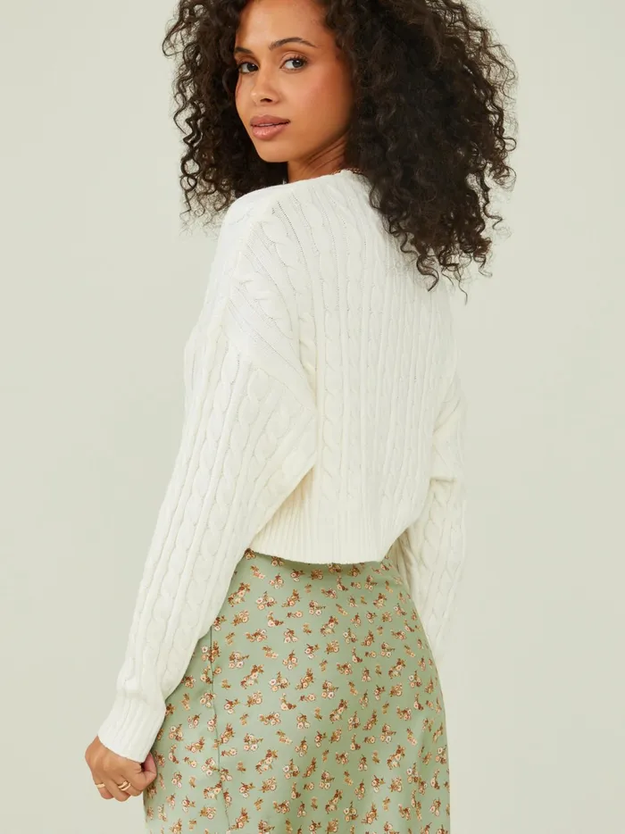 Women Altar039d State Sweaters Charlie Cropped Sweater Ivory