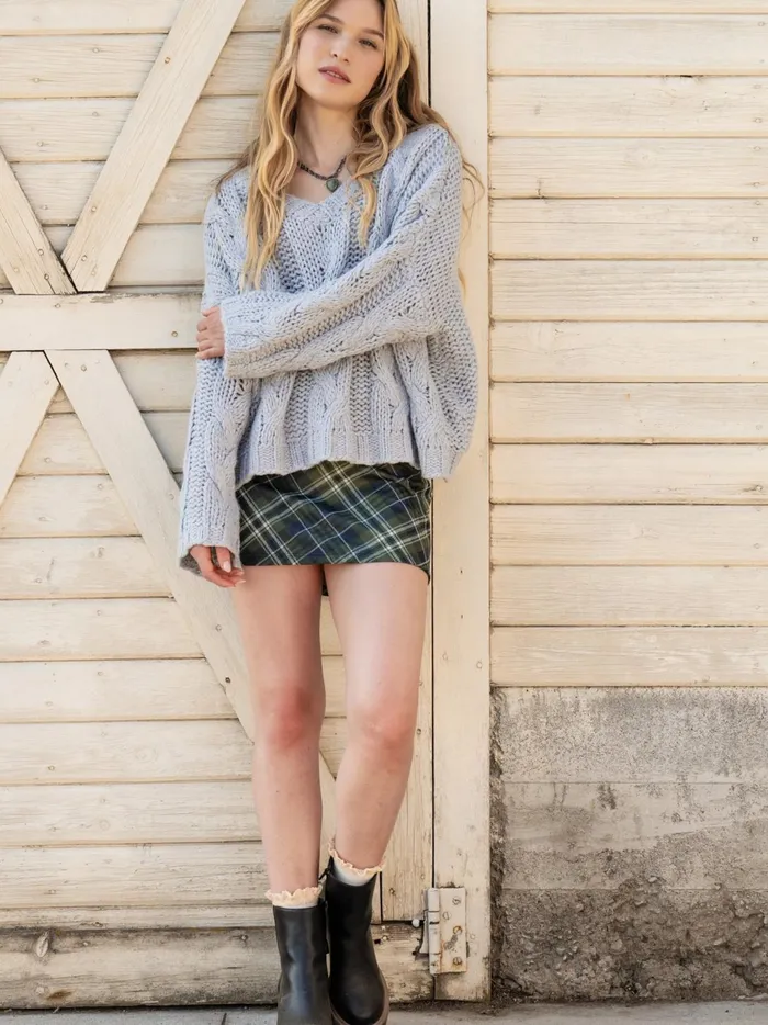 Women Altar039d State Sweaters Estelle Chunky Cable Knit Sweater Heathergrey