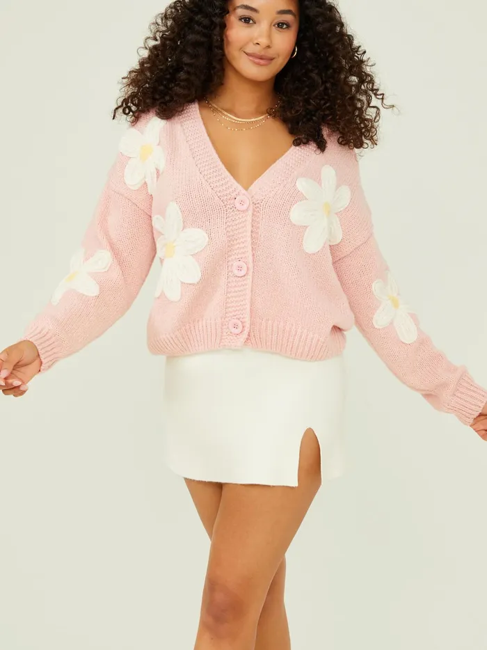 Women Altar039d State Sweaters Kinley 3d Daisy Cardigan Pink