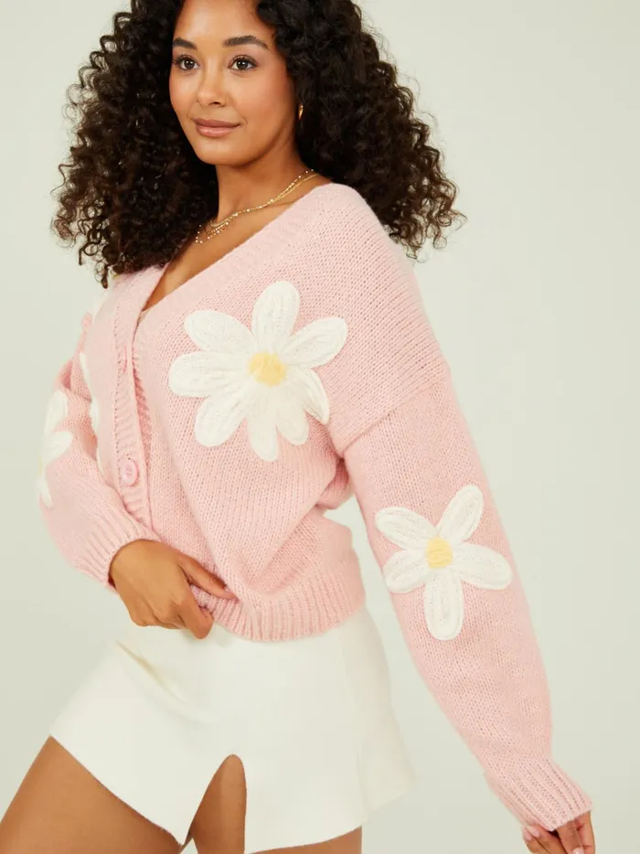 Women Altar039d State Sweaters Kinley 3d Daisy Cardigan Pink