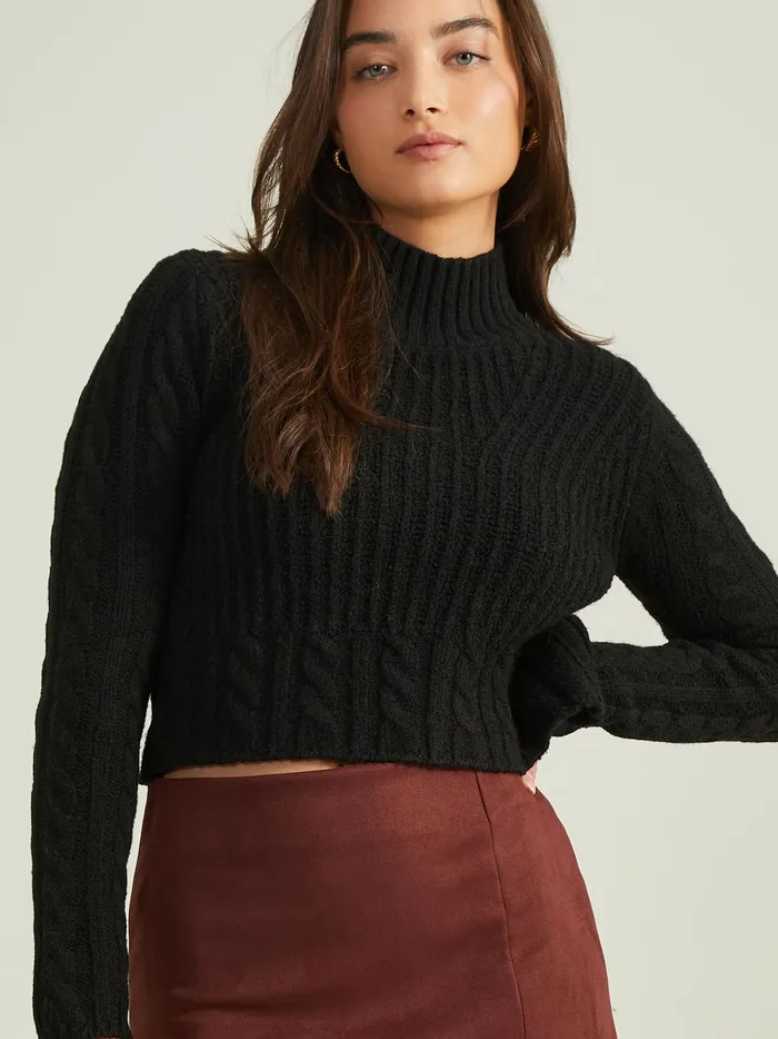 Women Altar039d State Sweaters Legacy Cropped Sweater Black