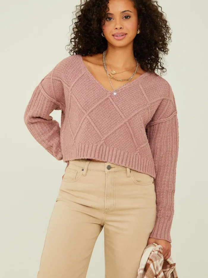 Women Altar039d State Sweaters Nicki Diamond VNeck Sweater Nostalgiarose