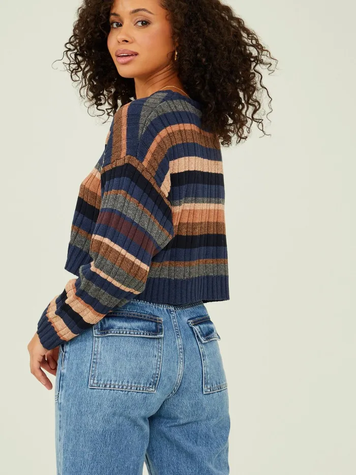 Women Altar039d State Sweaters Parker Cropped Stripe Sweater Bluemulti