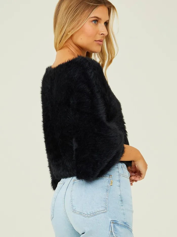Women Altar039d State Sweaters Quinn Dolman Eyelash Sweater Black