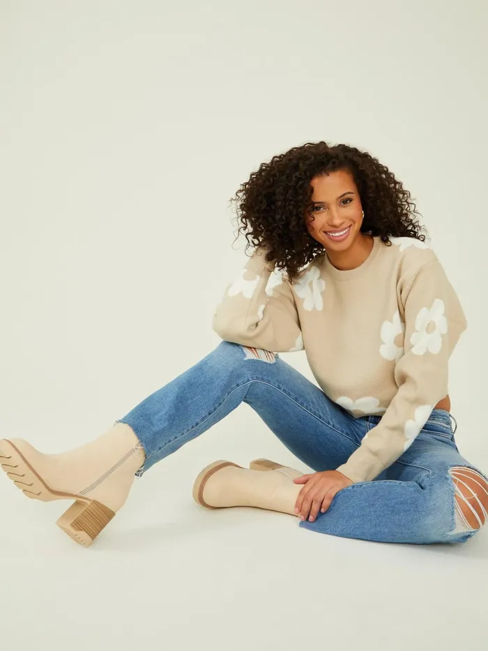 Women Altar039d State Sweaters Scarlett Spaced Tonal Sweater Taupewhite