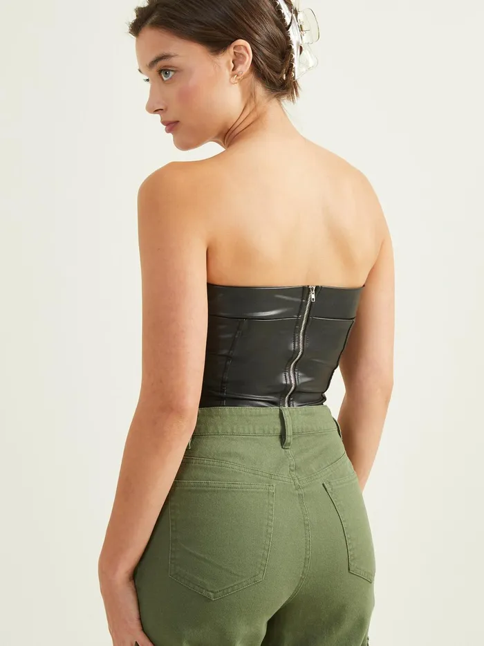Women Altar039d State Tanks Katarina Vegan Leather Tube Top Black
