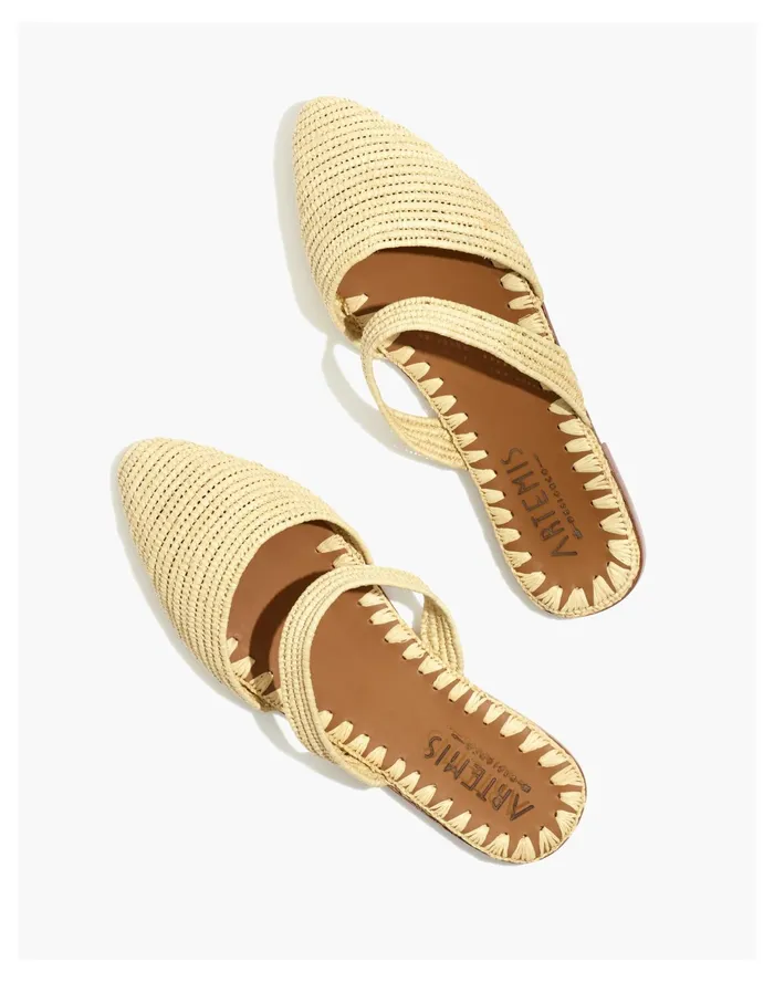 Women Artemis Design Co Raffia Mary Jane Mules Natural Madewell Flats