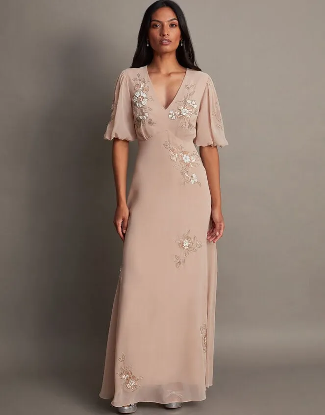Women August Embellished Maxi Dress Pink Monsoon Occasionwear