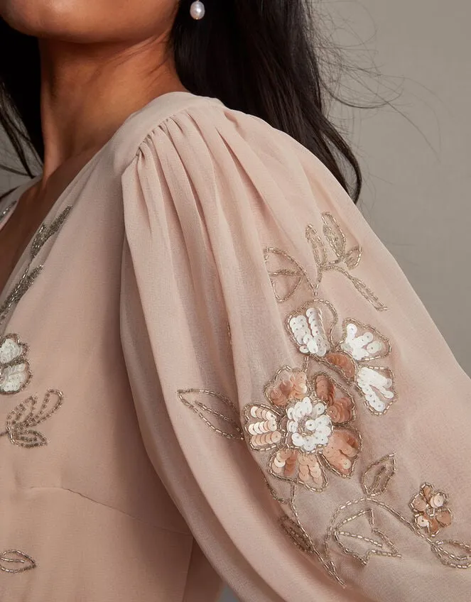 Women August Embellished Maxi Dress Pink Monsoon Occasionwear