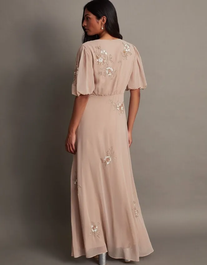 Women August Embellished Maxi Dress Pink Monsoon Occasionwear