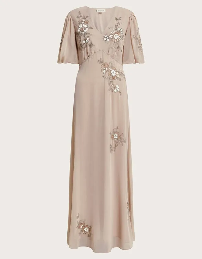 Women August Embellished Maxi Dress Pink Monsoon Occasionwear
