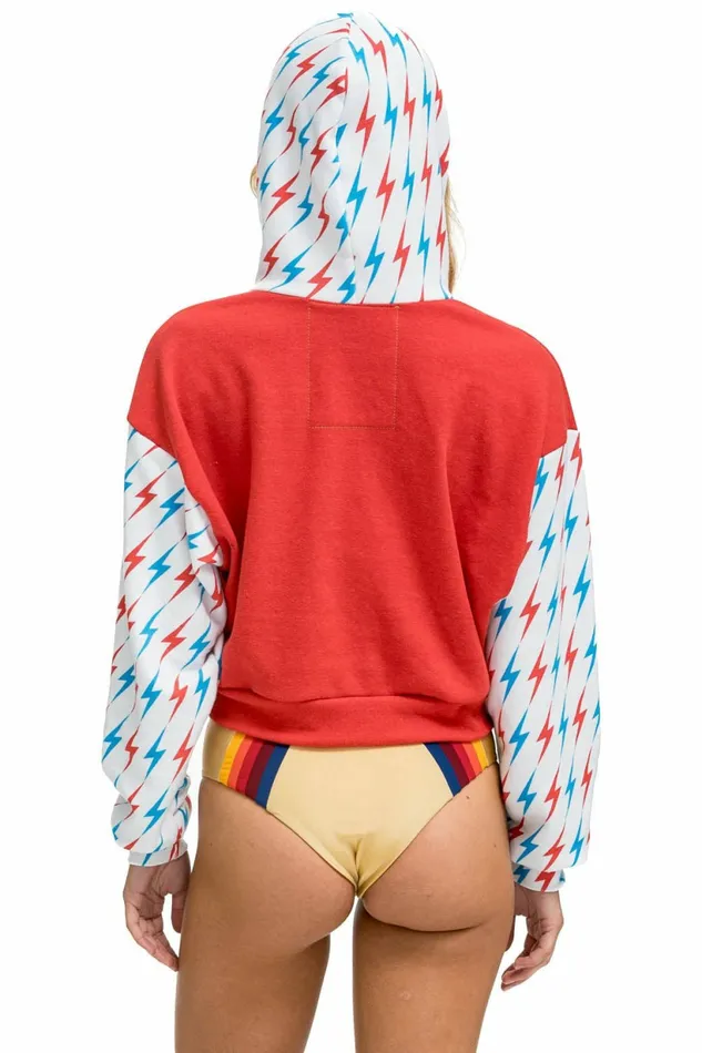 Women AVIATOR BOLT COLOR BLOCK W BOLT EMBROIDERY RELAXED CROPPED PULLOVER HOODIE 8211 RED USA Aviator Nation BoltCollection Women AVIATOR BOLT COLOR BLOCK W BOLT EMBROIDERY RELAXED CROPPED PULLOVER HOODIE 8211 RED USA Aviator Nation BoltCollection