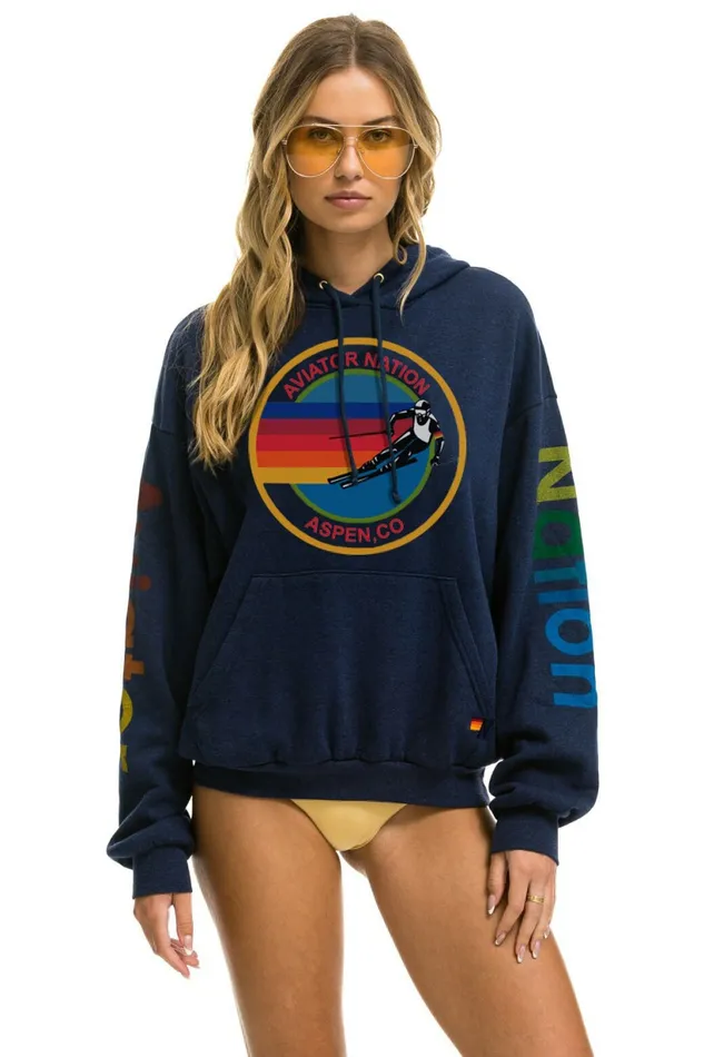 Women AVIATOR NATION ASPEN RELAXED PULLOVER HOODIE 8211 NAVY Aviator Nation Hoodies