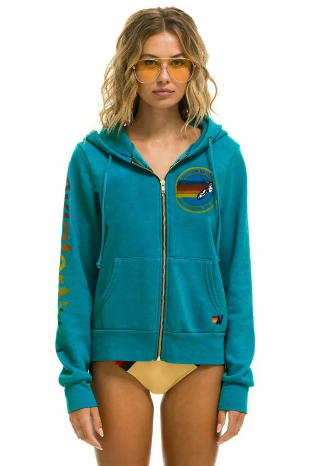 Women AVIATOR NATION AUSTIN HOODIE 8211 TEAL Aviator Nation Hoodies