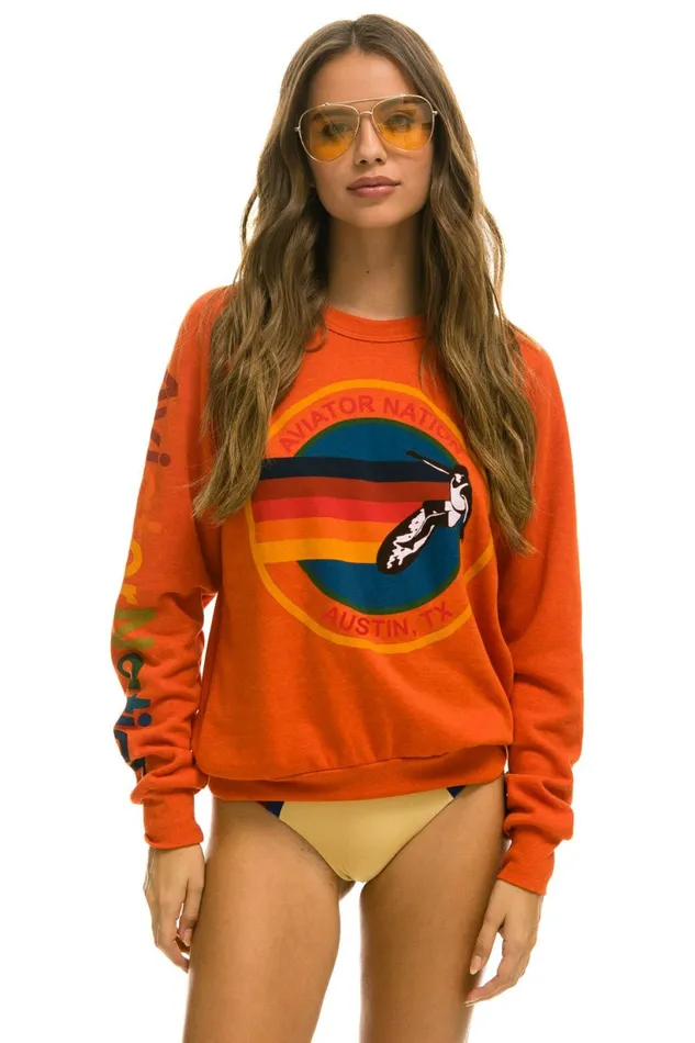 Women AVIATOR NATION AUSTIN SWEATSHIRT 8211 ORANGE Aviator Nation UnisexCrewSweatshirt