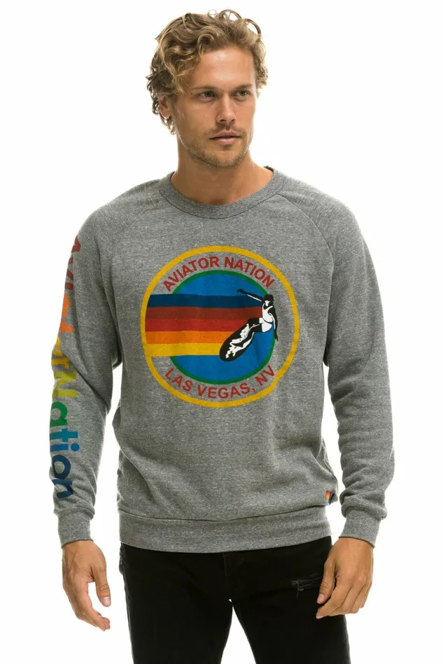 Women AVIATOR NATION LAS VEGAS SWEATSHIRT 8211 HEATHER GREY Aviator Nation UnisexCrewSweatshirt Women AVIATOR NATION LAS VEGAS SWEATSHIRT 8211 HEATHER GREY Aviator Nation UnisexCrewSweatshirt