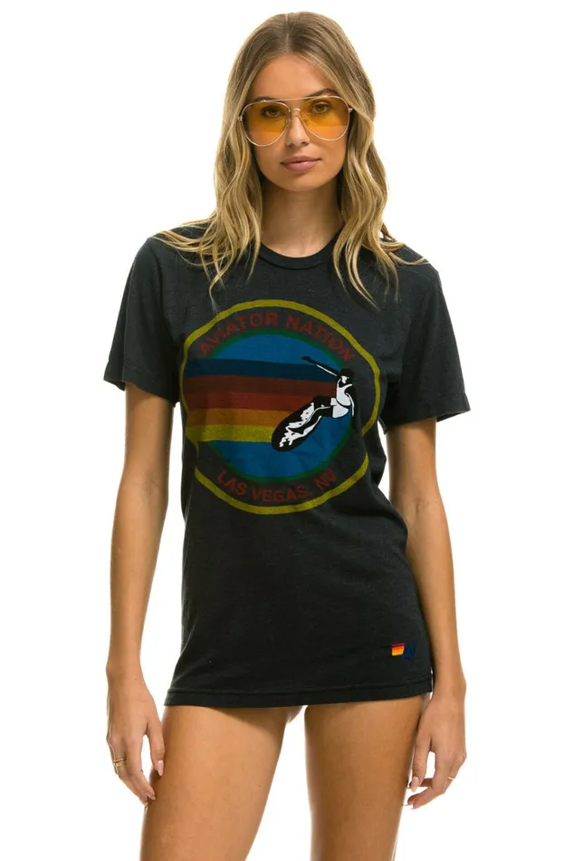Women AVIATOR NATION LAS VEGAS TEE 8211 CHARCOAL Aviator Nation UnisexTees