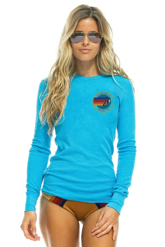 Women AVIATOR NATION MALIBU THERMAL 8211 NEON BLUE Aviator Nation UnisexTees