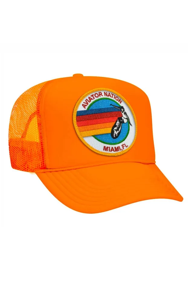 Women AVIATOR NATION MIAMI TRUCKER HAT Aviator Nation TruckerHats Women AVIATOR NATION MIAMI TRUCKER HAT Aviator Nation TruckerHats