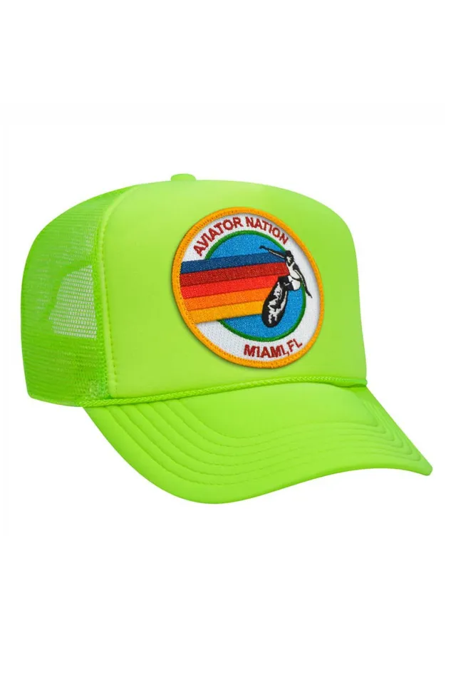 Women AVIATOR NATION MIAMI TRUCKER HAT Aviator Nation TruckerHats Women AVIATOR NATION MIAMI TRUCKER HAT Aviator Nation TruckerHats