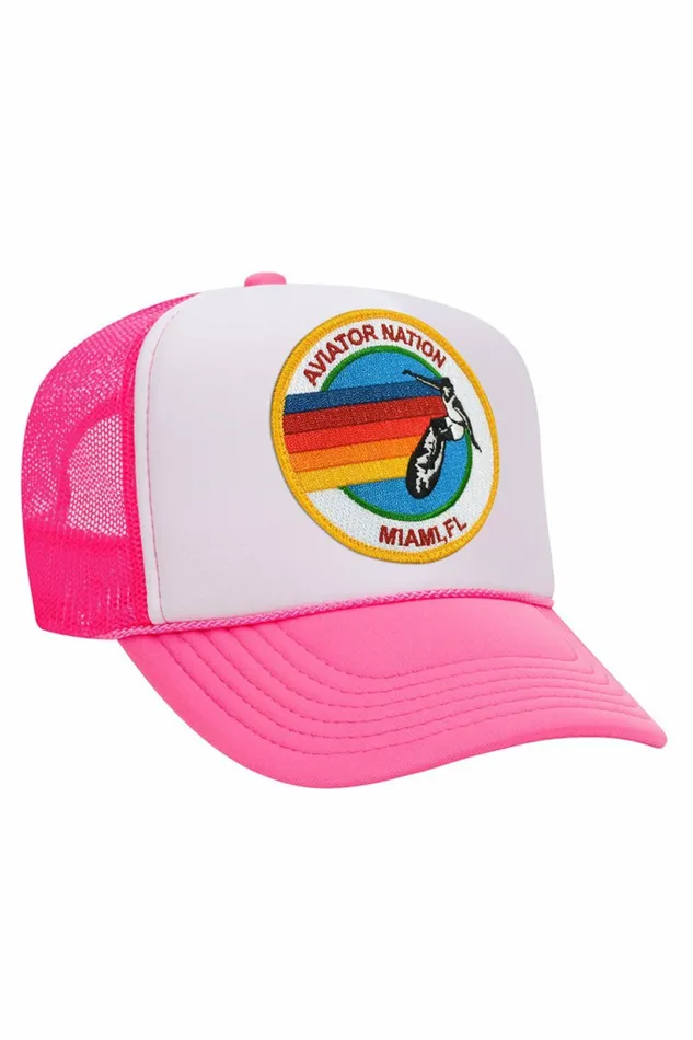 Women AVIATOR NATION MIAMI TRUCKER HAT Aviator Nation TruckerHats Women AVIATOR NATION MIAMI TRUCKER HAT Aviator Nation TruckerHats
