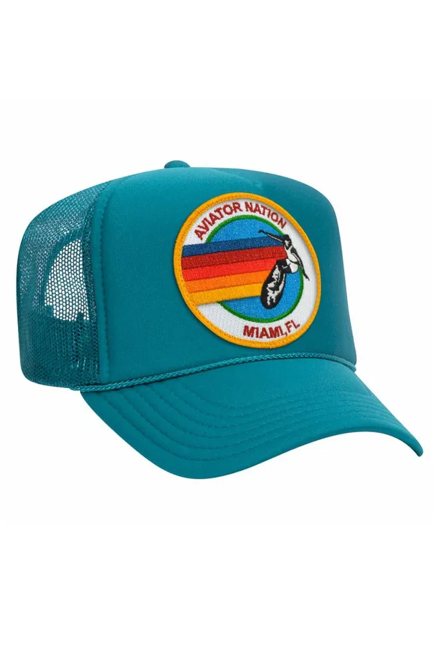 Women AVIATOR NATION MIAMI TRUCKER HAT Aviator Nation TruckerHats Women AVIATOR NATION MIAMI TRUCKER HAT Aviator Nation TruckerHats