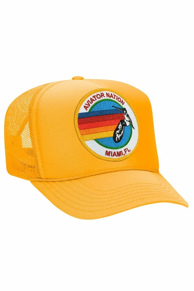 Women AVIATOR NATION MIAMI TRUCKER HAT Aviator Nation TruckerHats Women AVIATOR NATION MIAMI TRUCKER HAT Aviator Nation TruckerHats