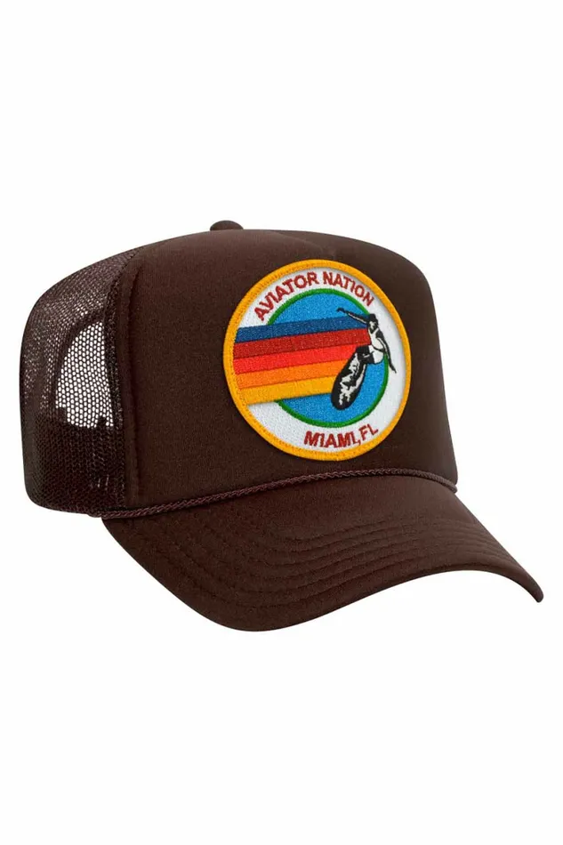 Women AVIATOR NATION MIAMI TRUCKER HAT Aviator Nation TruckerHats Women AVIATOR NATION MIAMI TRUCKER HAT Aviator Nation TruckerHats