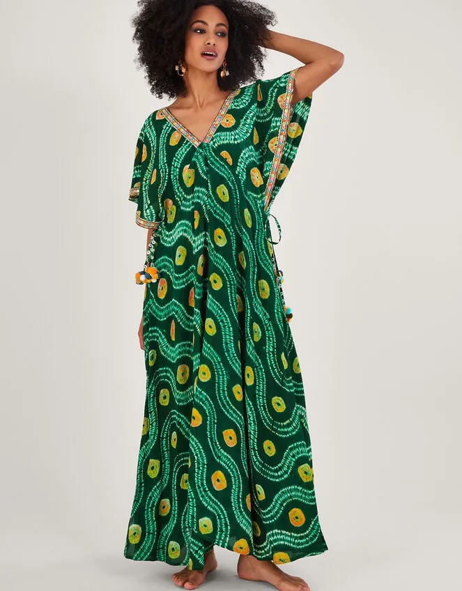 Women Bandhani Tie Dye Dress With Lenzing Ecovero Green Monsoon Dresses