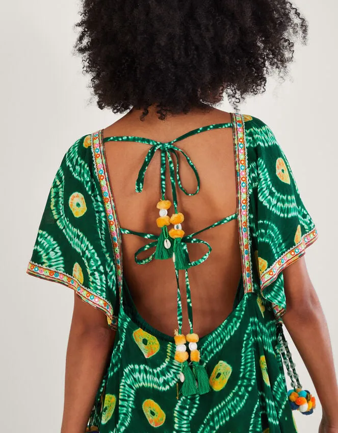 Women Bandhani Tie Dye Dress With Lenzing Ecovero Green Monsoon Dresses