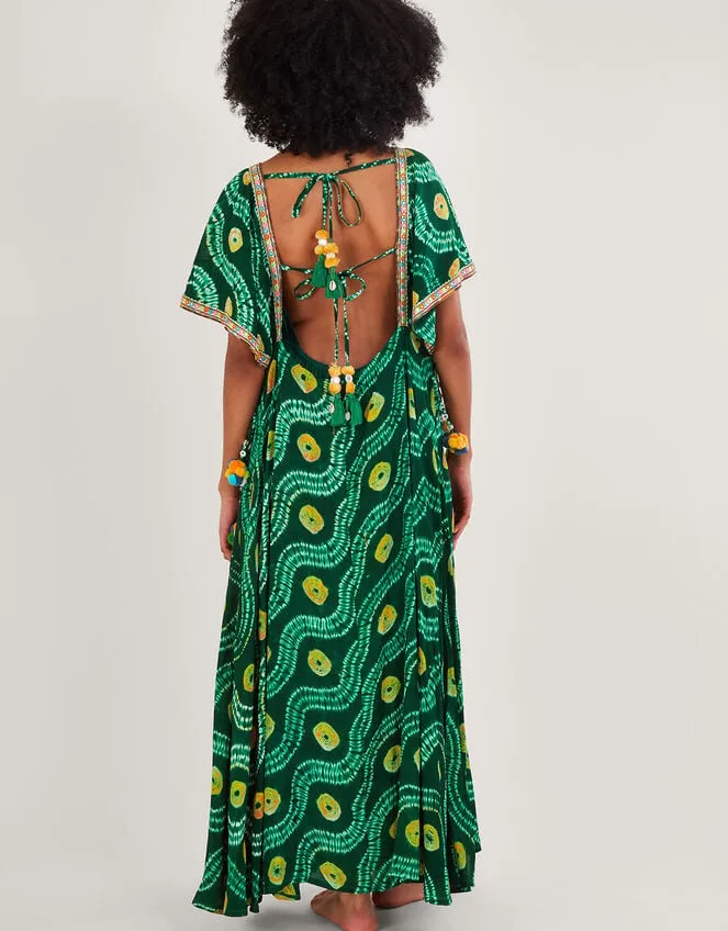 Women Bandhani Tie Dye Dress With Lenzing Ecovero Green Monsoon Dresses