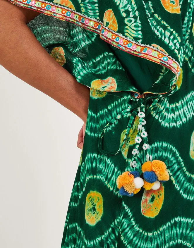 Women Bandhani Tie Dye Dress With Lenzing Ecovero Green Monsoon Dresses
