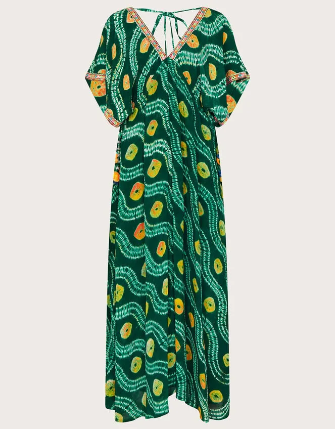 Women Bandhani Tie Dye Dress With Lenzing Ecovero Green Monsoon Dresses