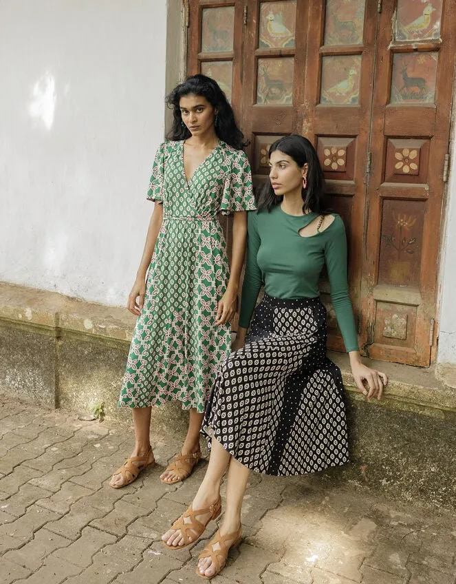 Women Beaded CutOut Detail Jersey Top Green Monsoon Tops and Blouses