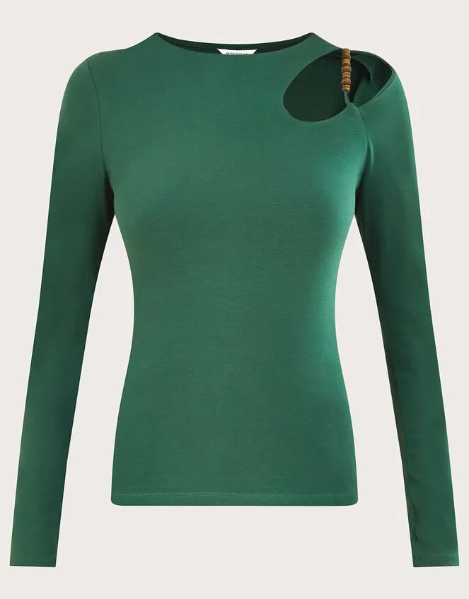 Women Beaded CutOut Detail Jersey Top Green Monsoon Tops and Blouses