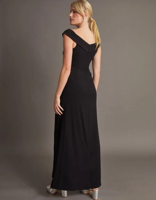 Women Beatrice Crepe Bardot Maxi Dress Black Monsoon Occasionwear