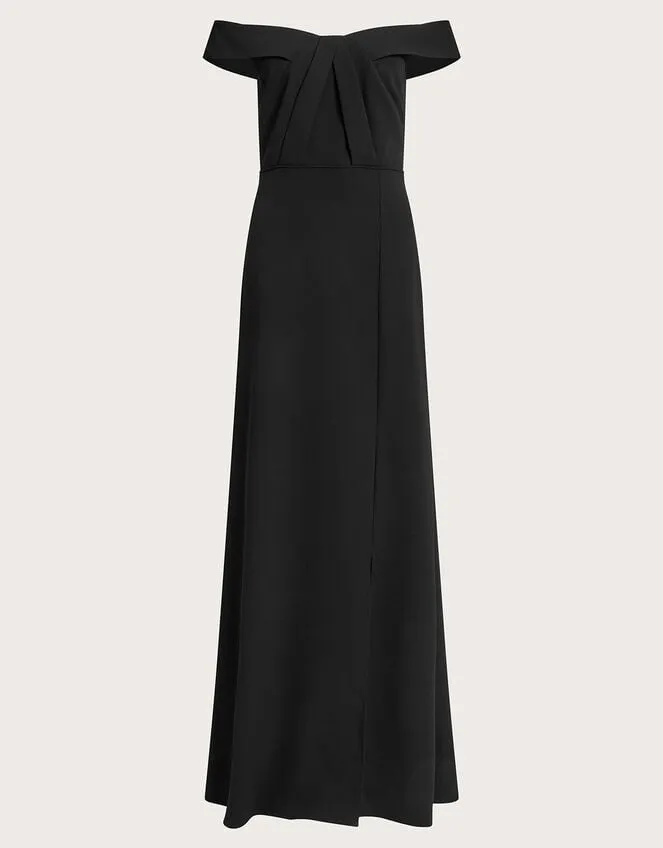 Women Beatrice Crepe Bardot Maxi Dress Black Monsoon Occasionwear