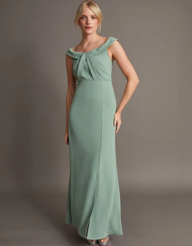 Women Beatrice Crepe Bardot Maxi Dress Green Monsoon Occasionwear