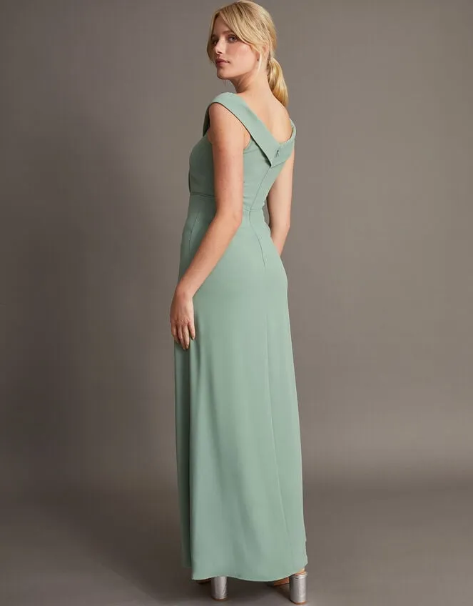 Women Beatrice Crepe Bardot Maxi Dress Green Monsoon Occasionwear