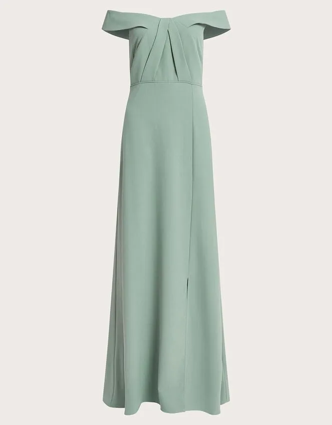 Women Beatrice Crepe Bardot Maxi Dress Green Monsoon Occasionwear