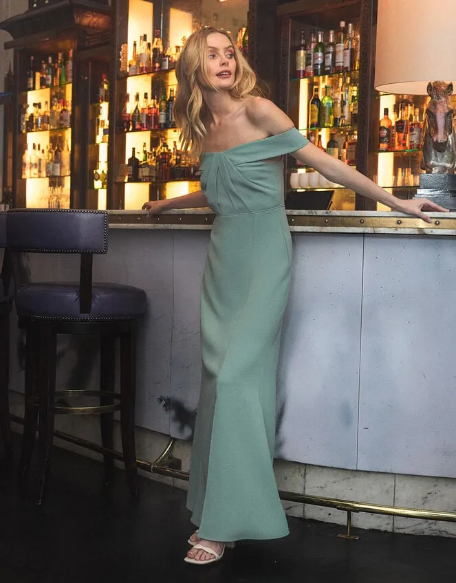 Women Beatrice Crepe Bardot Maxi Dress Green Monsoon Occasionwear