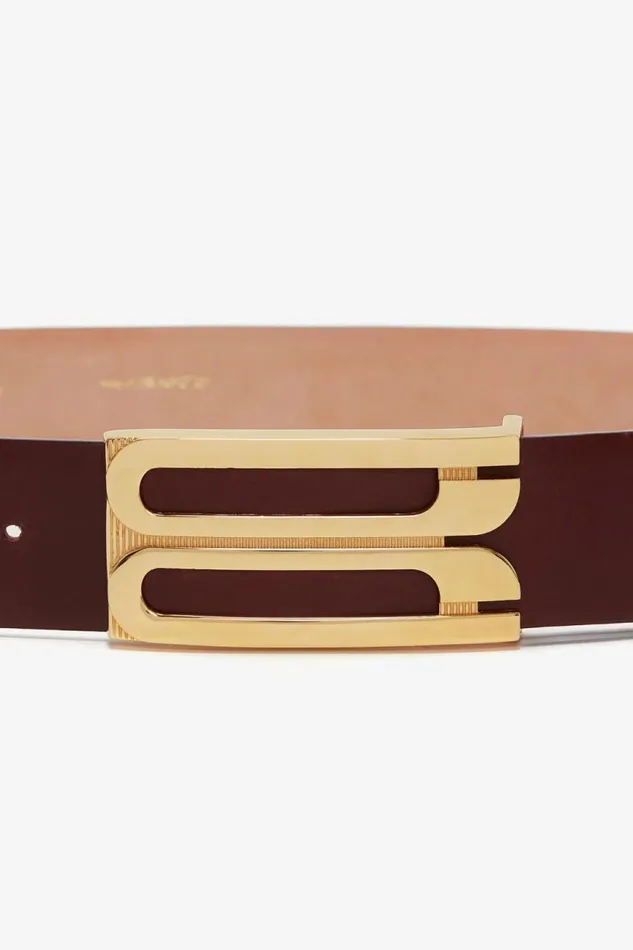 Women Belts Victoria Beckham Jumbo Frame Belt In Burgundy Leather