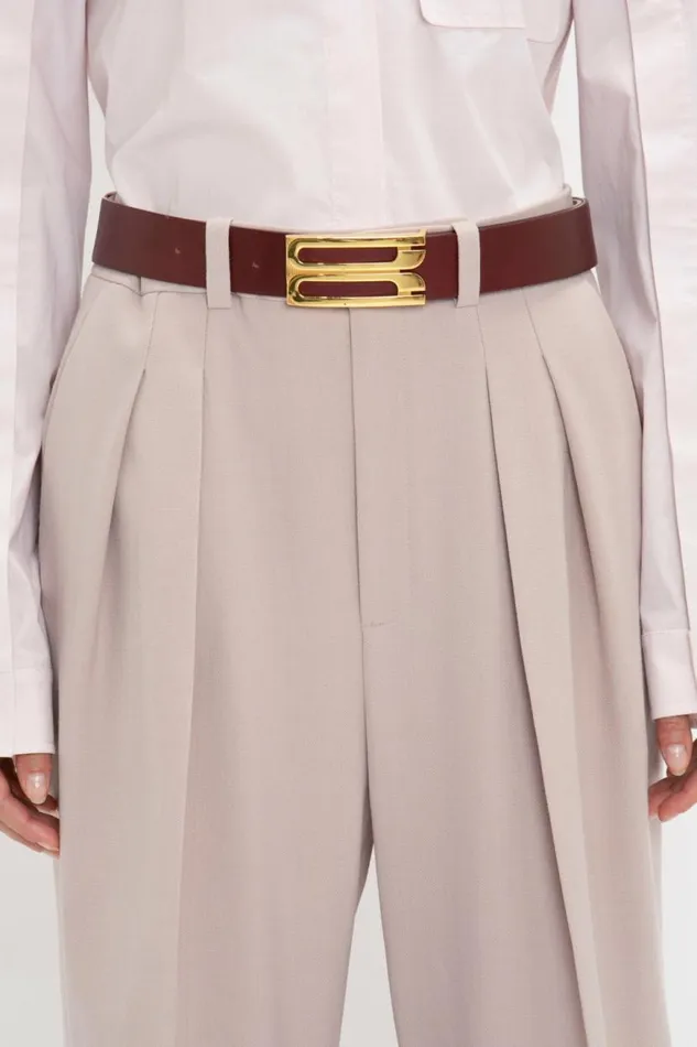 Women Belts Victoria Beckham Jumbo Frame Belt In Burgundy Leather