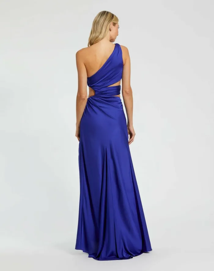 Women Best Sellers Mac Duggal Cut Out One Shoulder Satin Gown Spring Green