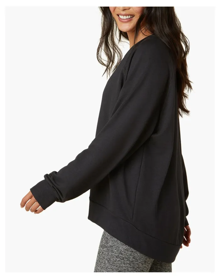 Women Beyond Yoga Cozy Fleece Saturday Oversized Pullover Black Madewell Sweatshirts and Sweatpants Women Beyond Yoga Cozy Fleece Saturday Oversized Pullover Black Madewell Sweatshirts and Sweatpants