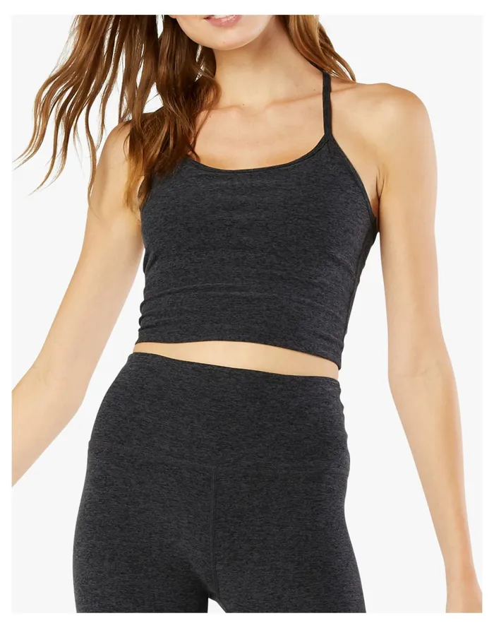 Women Beyond Yoga Spacedye Slim Racerback Cropped Tank Black Madewell Activewear