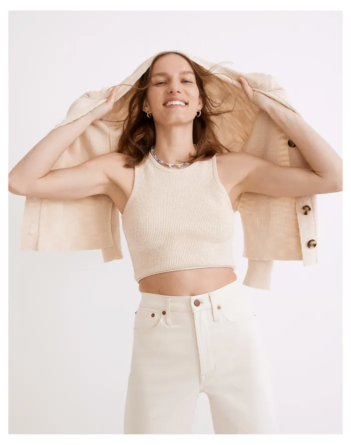 Women Birchmoor Sweater Tank Heather Oatmeal Madewell Sweaters