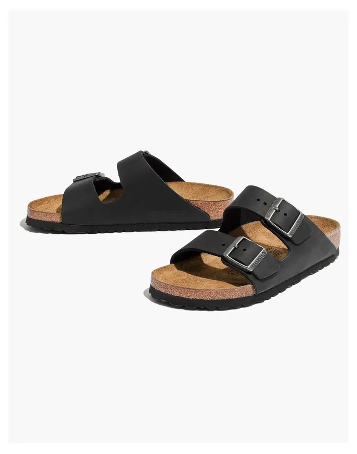 Women Birkenstock Arizona Sandals In Birko Flor True Black Madewell Sandals