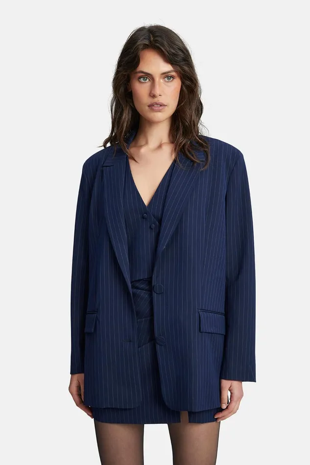 Women Blazers Bardot Pin Stripe Blazer In Navy Stripe Navy Stripe Women Blazers Bardot Pin Stripe Blazer In Navy Stripe Navy Stripe